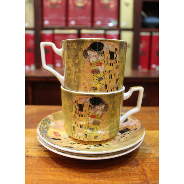 Coffret duo Mugs et Soucoupes Klimt Or - Compagnie Anglaise des Thé