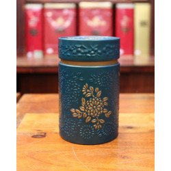 Boîte cylindrique Turquoise avec relief - Compagnie Anglaise des Thés