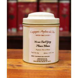 Thé BERGAMOTE - Thé noir EARL GREY FLEURS BLEUES en boîte - Compagnie Anglaise des Thés